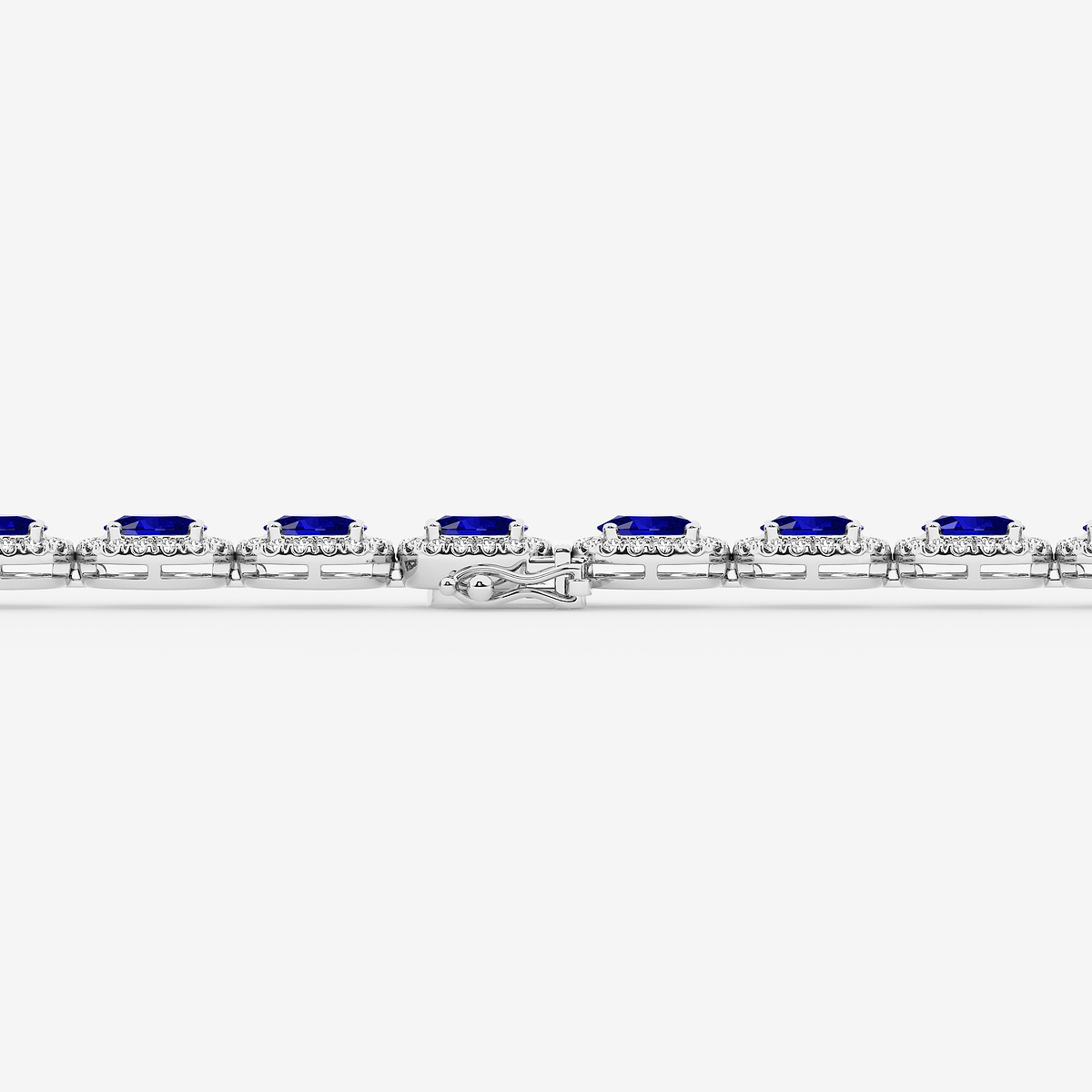 Additional Image 2 for  8 1/2 Oval Cut Created Sapphire and Round Lab Grown Diamond Bracelet - 7 Inches